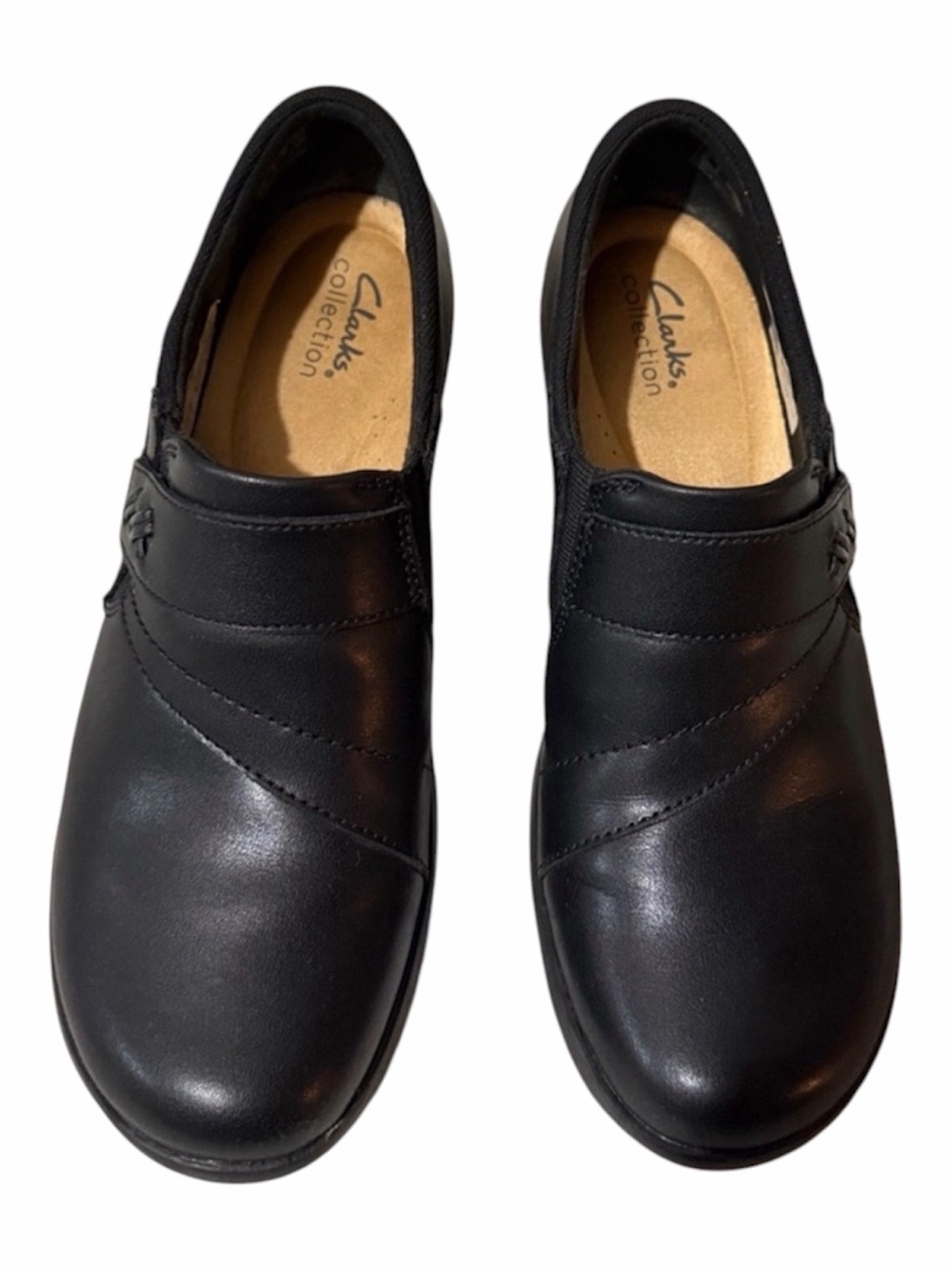 Clarks Black Slip-On Women's Comfort Flats